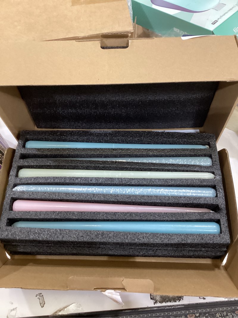 Condition photo showing Good Condition for Colored Tall Taper Candles 12 inch Unscented Smokeless Long Tall Tapered Candle for Candlesticks Sticks Wedding Advent Home Decor Dinner Christmas?Set of 12 12''-4 Colored