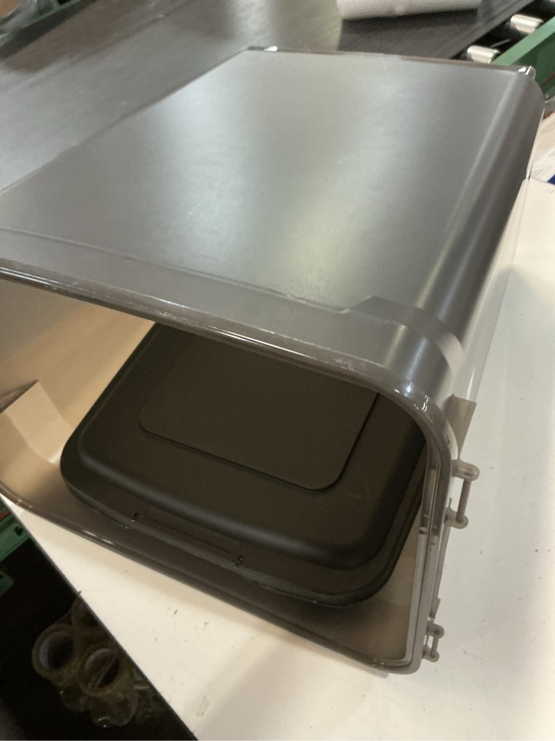 Condition photo showing Good Condition for iris usa airtight dog food storage container, weatherpro, up to 40 lbs, removable wheels, for dog cat bird and other pet food storage bin, keep fresh, translucent body, made in usa, smoke/black 40 lbs smoke