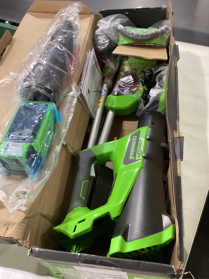 Condition photo showing New/Like New for Greenworks 40V Lawn Care Combo Kit, Trimmer & Blower for Edging & Leaf Cleanup, 2.0Ah Battery & Charger (Gas-Free Yard Duo) 40V Trimmer + Blower (2.0Ah)