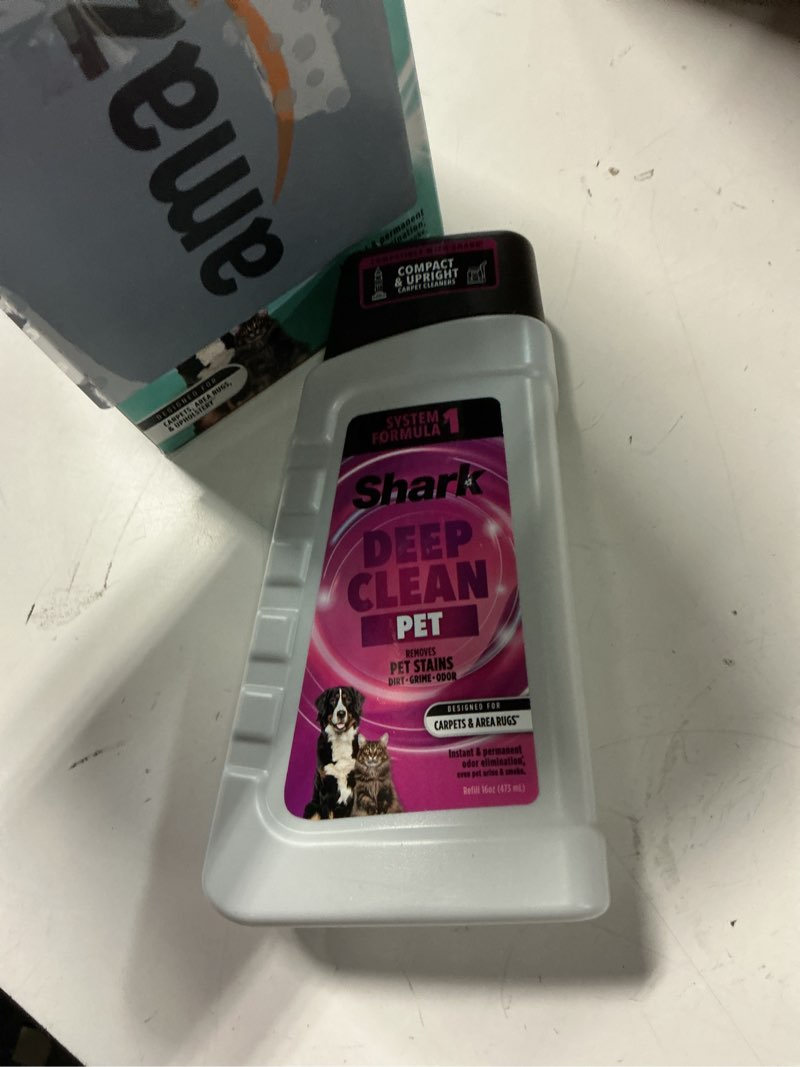 Condition photo showing Good Condition for shark stainstriker pet bundle for all stainstriker portable carpet cleaners, includes 32oz oxy multiplier formula and 16oz deep clean pet formula, pxcpbundle deep clean pet + oxy 24 fl oz (pack of 2)