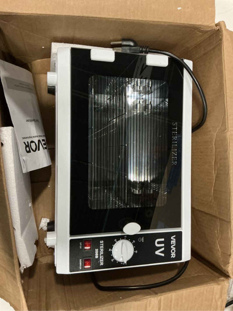 Condition photo showing Good Condition for vevor nail tool cleaning machine, 12l large capacity, knob control, tool cabinet cleaner box with timer setting, tempered glass door, 185nm wavelength, for labs, home, nail salons, beauty salons