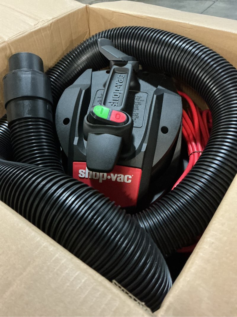 Condition photo showing As Is for shop-vac 12-gallon 6 hp corded wet/dry shop vacuum with accessories included