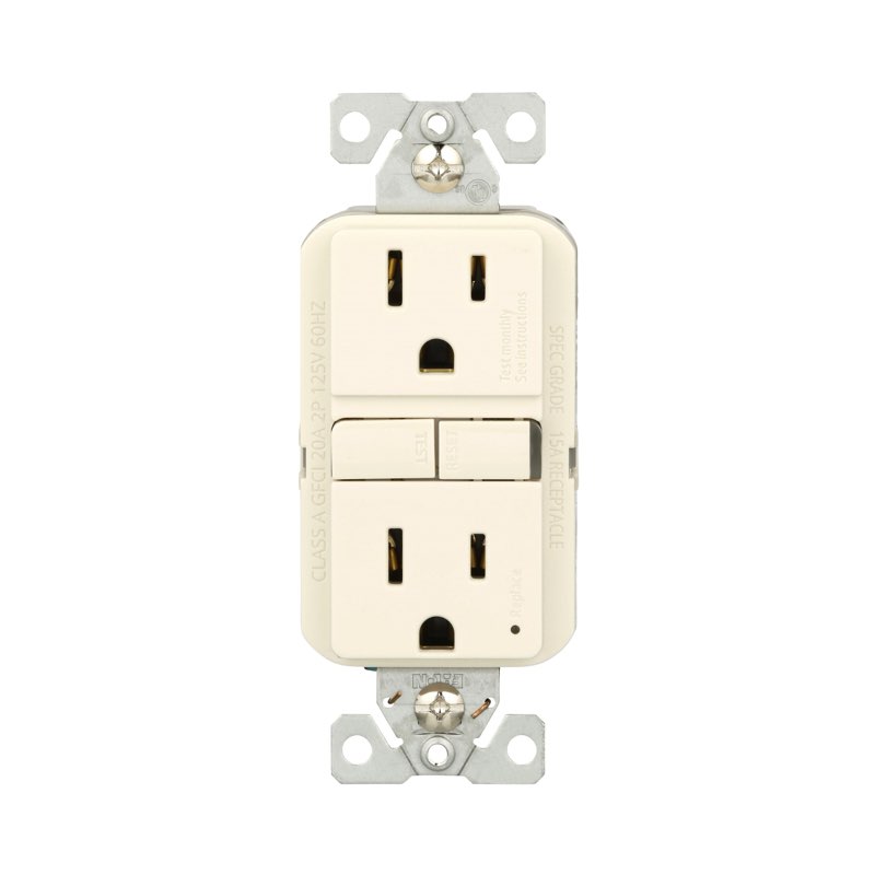 Eaton 15-Amp 125-Volt GFCI Residential Decorator Outlet, Light