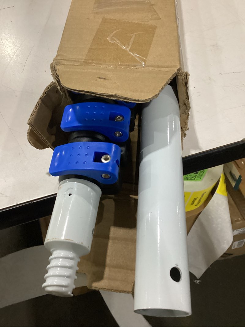 Condition photo showing As Is for missing hardware getlstub 12ft telescopic pool pole, heavy duty aluminum extension pole 3.3-12 ft for above ground & inground pools, fits skimmer, net, brush & vacuum heads