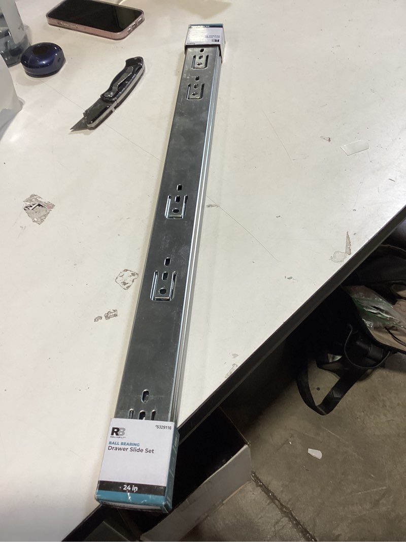 Condition photo showing Good Condition for reliabilt 24-in full extension side mount ball bearing 100-lb load capacity heavy duty silver drawer slide 1-pair (2-pieces)