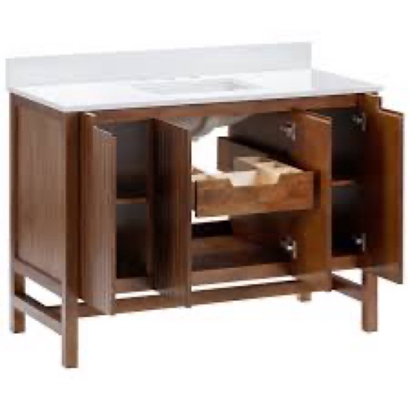 origin 21 lolli 48-in walnut undermount single sink bathroom