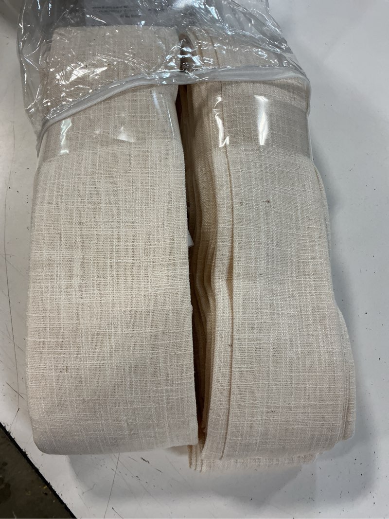 Condition photo showing Good Condition for miulee pinch pleated linen curtains 96 inches long 2 panels cream ivory | living room bedroom, memory trained pleat drapes light filtering, semi sheer window curtains hooks rings back tab