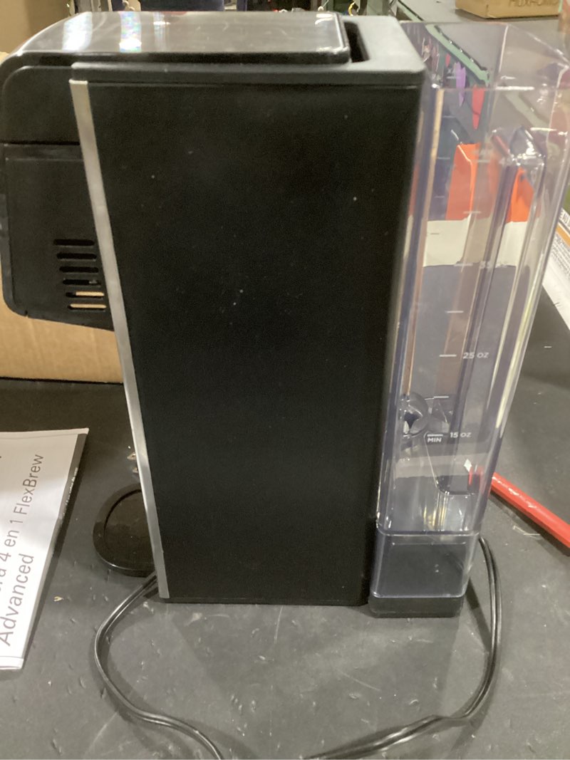 Condition photo showing As Is for (incomplete) hamilton beach flexbrew advanced 4-in-1 single serve hot & iced coffee maker with removable 45 oz. water reservoir, use pod packs and grounds, fast brewing, led touchscreen, black (49925)