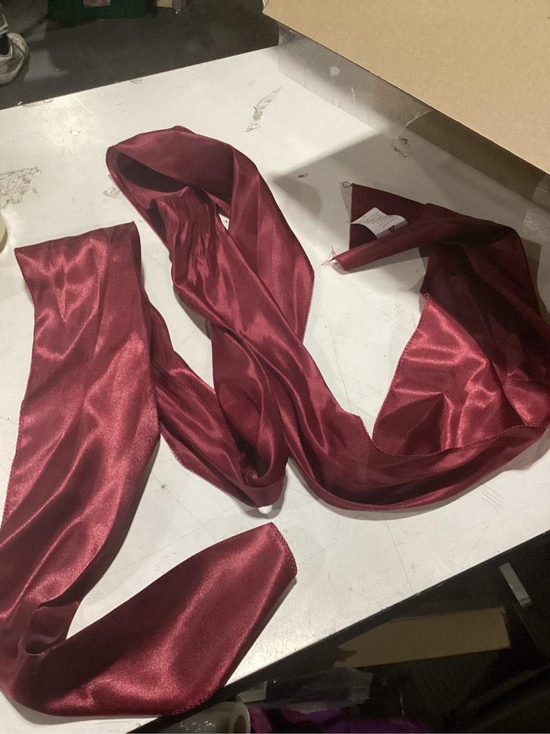 Condition photo showing Good Condition for burgundy chair sashes 50 pack, dark red marroon satin chair ribbons for party wedding, universal chairs ties knots for folding chairs decor 50 burgundy