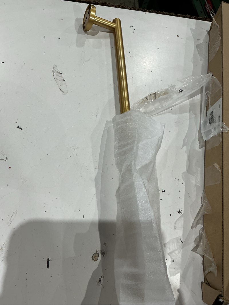 Condition photo showing As Is for stainless steel 24-inch bathroom single towel bar gold towel holder, wall mount towel back rod hotel style 24-inch gold