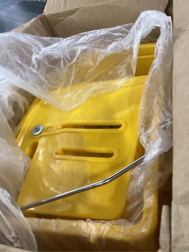 Condition photo showing Good Condition for mind reader mop bucket with wringer (mop not included), 5.5 gallon cleaning bucket with wheels and handle, upward press wringer, small mop compatible, yellow mop bucket only yellow