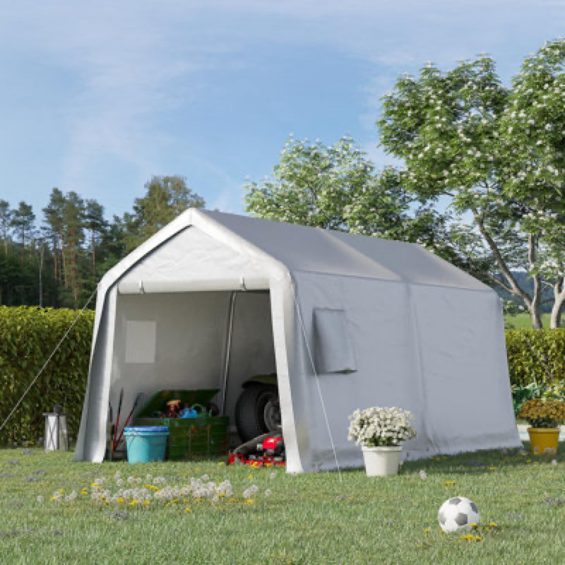 (incomplete) 8 ft. w x 14 ft. d garage heavy duty carport storage shed canopy, vehicle ports