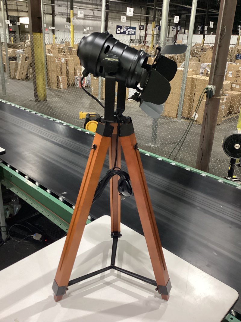Condition photo showing New/Like New for decoluce vintage tripod floor lamp, height adjustable wooden camera tripod rotatable spotlight tall standing light, nostalgic cinema lamps for living room, bedroom, studios decor(black) tripod cinema floor lamp