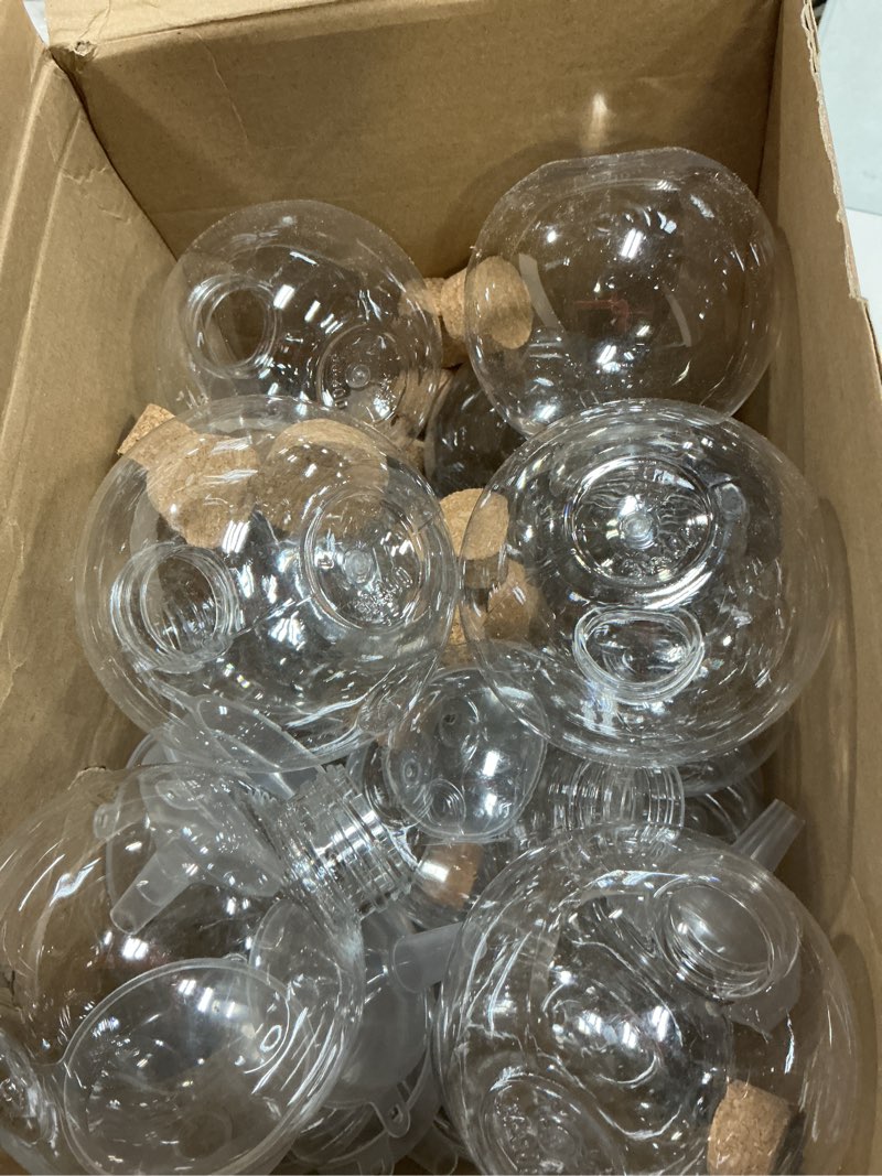 Condition photo showing Good Condition for jinei 30 packs 8 oz spherical plastic potion bottles ball shape sand bottles clear plastic cocktail ornament balls with funnels for diy wedding party gift crafts decoration(cork,wooden) cork wooden