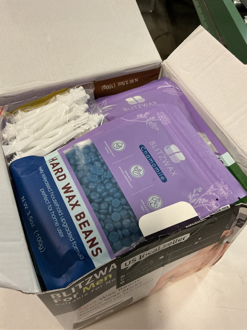 Condition photo showing Good Condition for BLITZWAX Back and Nose Waxing Kit for Men, Hard Wax Warmer for Brazilian, Body and Face, At Home Hair Removal Kit, Beginner Friendly, Quick Heating, 93 Accessories, Blue Waves
