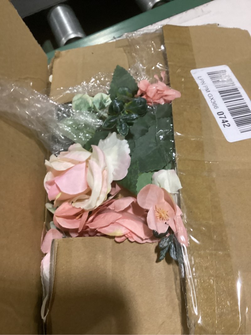 Condition photo showing As Is for 8 pack artificial peony flowers, silk peonies flowers fake peonies artificial flowers peonies hydrangea bouquet for centerpiece table wedding party home decor (8, pink + white) pink + white 8