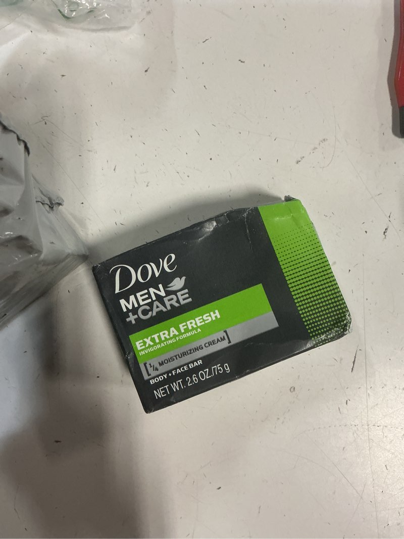 Condition photo showing New/Like New for dove men+care soap bar, extra fresh scent 4-pack – hydrating 3-in-1 body, hand, and face cleanser for men, 2.6 oz ea