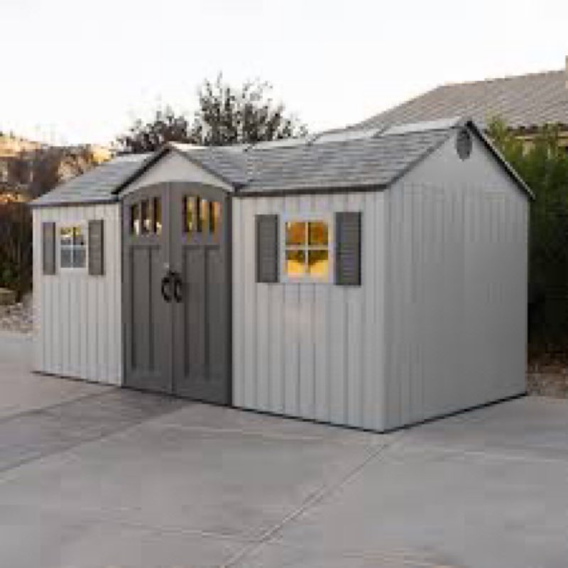 Lifetime 15 Ft. x 8 Ft. High-Density Polyethylene (Plastic) Outdoor Storage Shed with Steel-Reinforced Construction