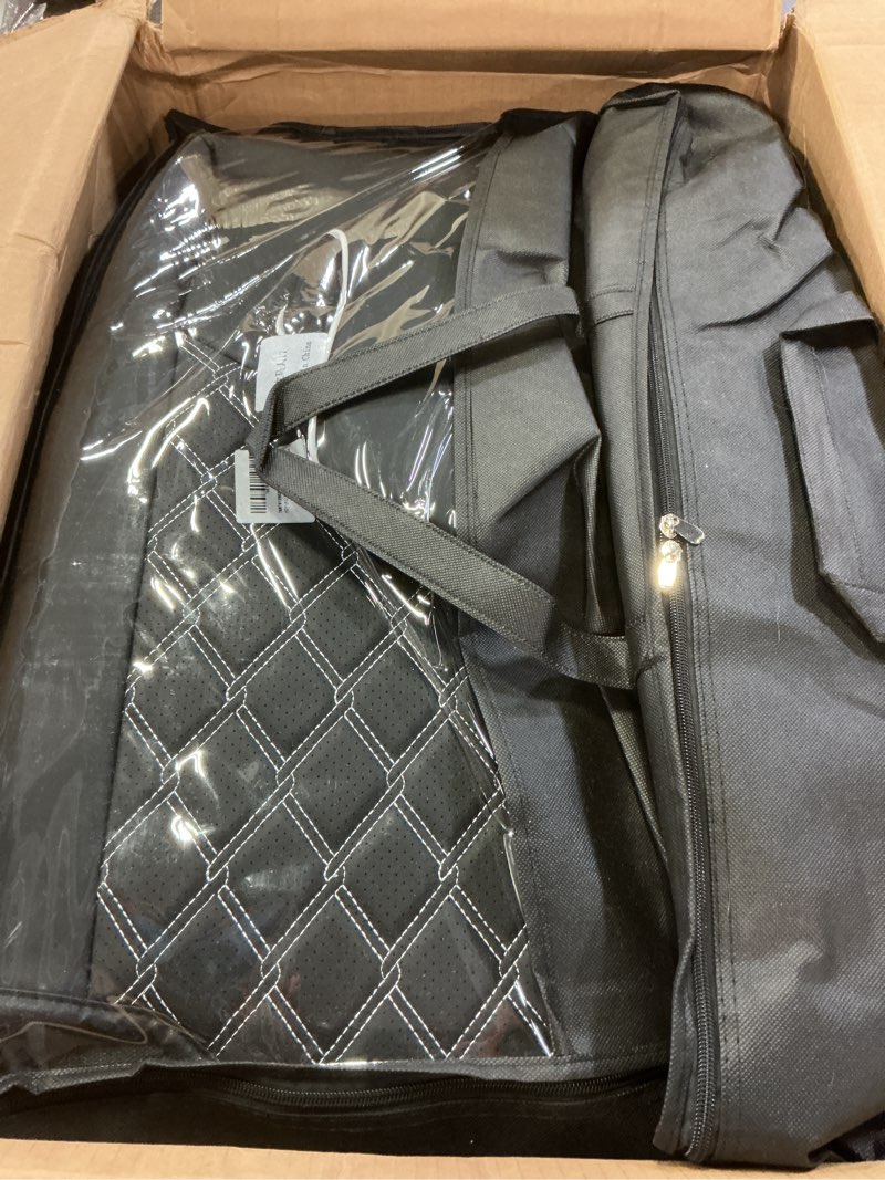 Condition photo showing Good Condition for huidasource wrangler jk seat covers 4 door, waterproof leather seat covers full set, seat cushion protector fit for jeep wrangler jk 4-door sahara sport rubicon 2007-2017(full set/black&white) full set/black & white 07-17 wrangler jk 4-door