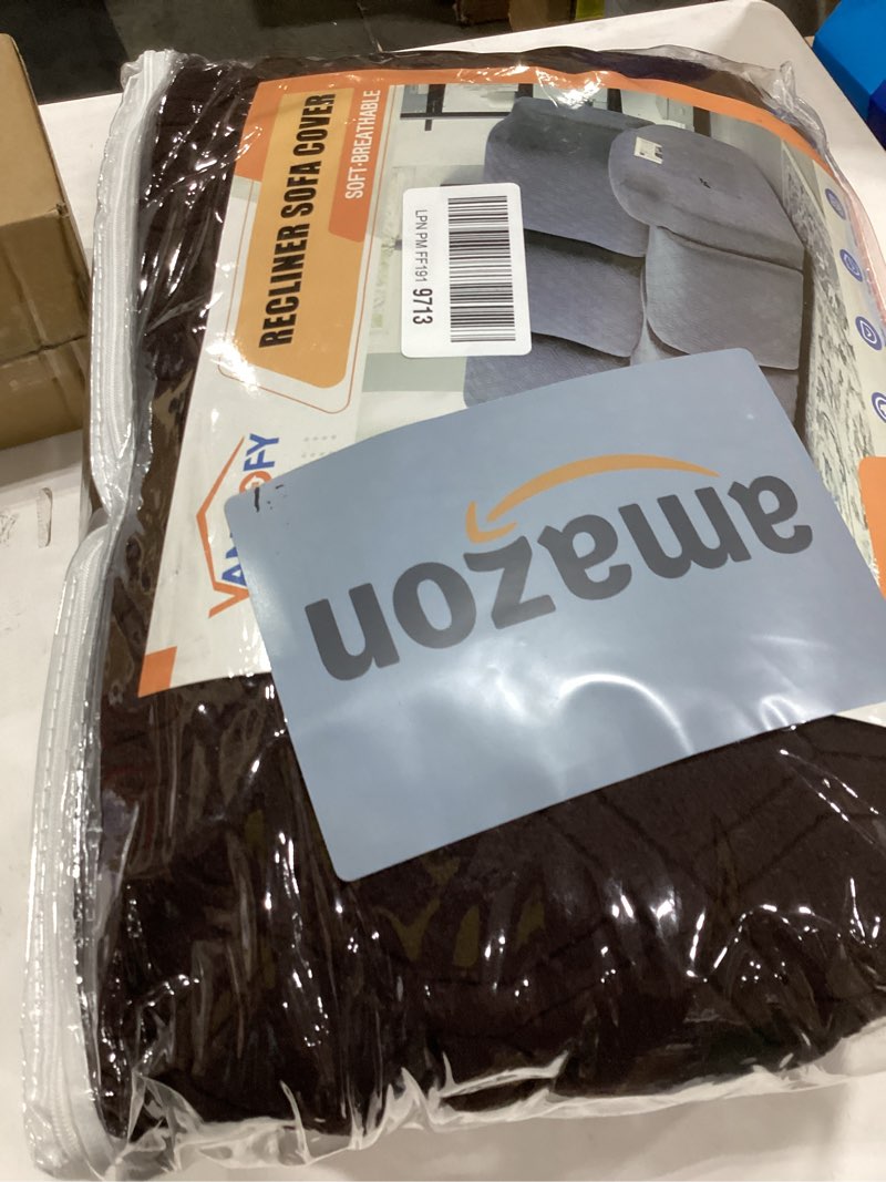 Condition photo showing Good Condition for VANSOFY Recliner Sofa Covers, 3-Pieces Stretch Reclining Couch Covers with Pockets Reclining Couch Slipcovers 3 Seater Soft Washable Furniture Protector for Dogs Cats(Chocolate) Chocolate 3 Seater