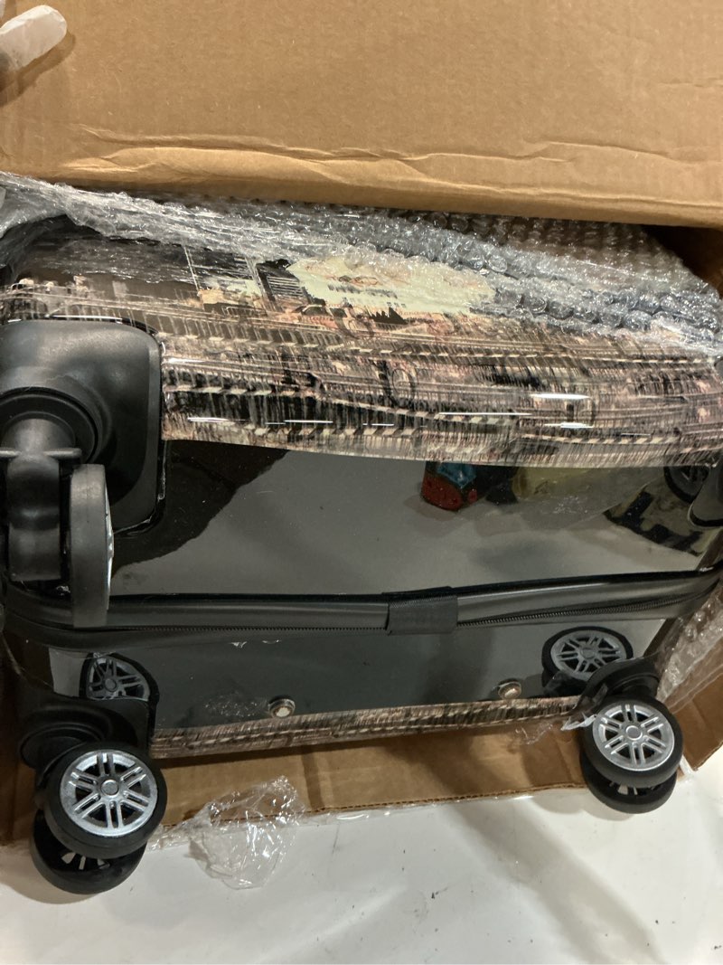 Condition photo showing Good Condition for inusa paris print luggage with spinner wheels | durable lightweight hardside suitcase | travel bag with handle and trolley | 24-inch medium checked luggage 24 inch hardside medium checked luggage suitcase with spinner wheels paris