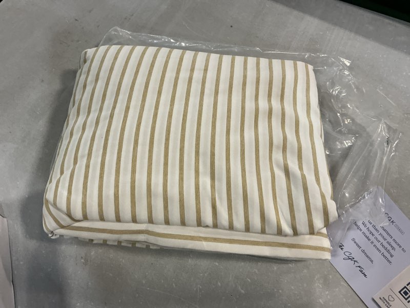 Condition photo showing Good Condition for twin size 3 piece sheet set - comfy breathable & cooling bed sheets set - hotel luxury bedding for women, men, kids, teens, boys & girls - deep pockets, soft, wrinkle free - oeko-tex - beige stripes 2 44 - beige stripes 2 twin