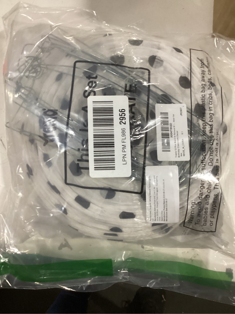 Condition photo showing Good Condition for Treela 12 Pcs Back to School 8 Inch White Black Paper Lanterns Polka Dots Round Hanging Paper Lantern First Day of School Japanese Chinese Paper Lanterns Decorative Indoor for Birthday Classroom Decor