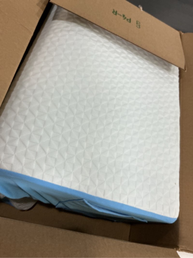Condition photo showing As Is for Wedge Pillow for Sleeping, 7.5" Bed Wedge After Surgery, Back Pain Relief, Memory Foam Pillow Triangle Incline Wedge for Back Support, Leg Elevation White-blue Triangle Wedge 24 x 24 x 7.5 inch