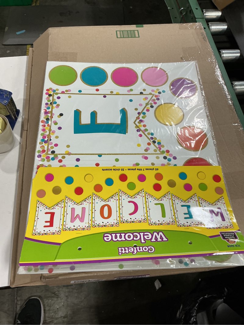 Condition photo showing New/Like New for teacher created resources confetti pennants welcome bulletin board (tcr3608) 18" x 0.1"
