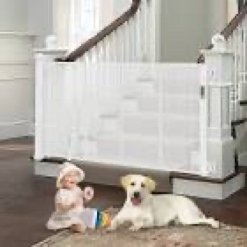 retractable baby gates no drilling | 54" wide x 34" tall dog gates for stairsretractable white 