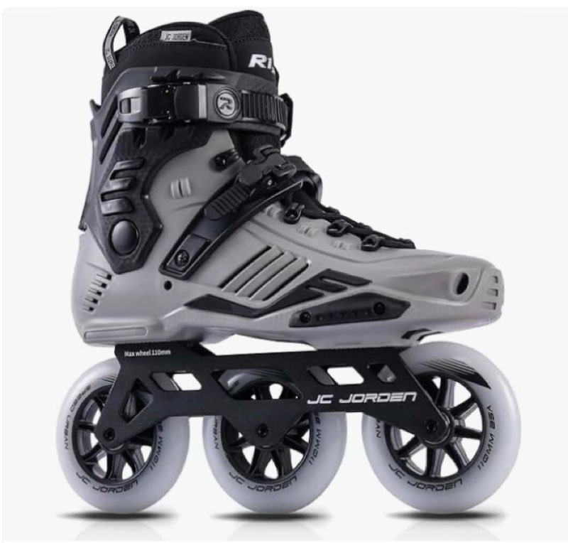inline skates for women men, 3 wheels 110mm roller skates blades with durable outer shell, outdoor professional fitness speed racing skates with metal frame for adults unisex gray 9