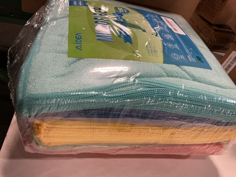 Condition photo showing Good Condition for aidea microfiber cleaning cloth, 150pk, microfiber towels for cars, premium all purpose car cloth, lint free rags, absorbent towels for suvs, house, kitchen, window, 12"×12" yellow blue green 150pk