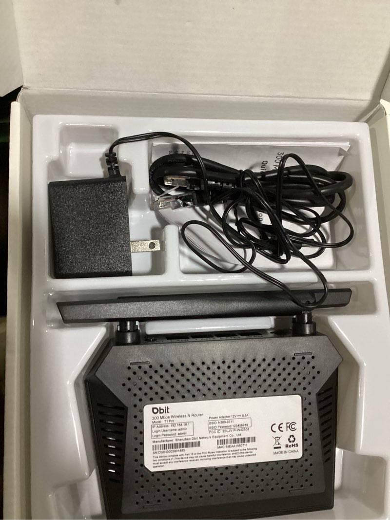 Condition photo showing Good Condition for dbit n300 2.4ghz wifi router with wisp wireless repeater mode internet router for smart home - guest network, internet access control, speed limit, wpa2, wlan schedule, wps, iptv, easy setup (t1 pro) 2.4ghz n300 | updated version