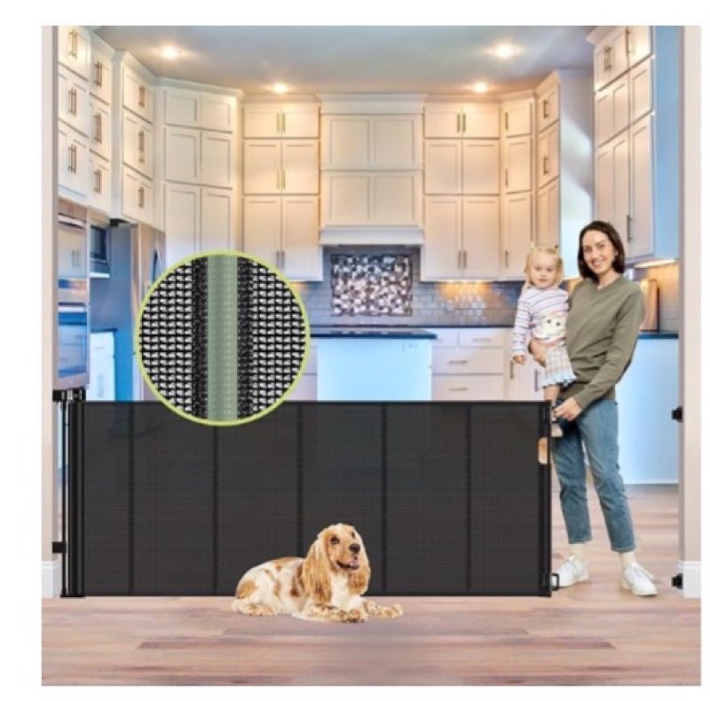 reinforced 80 inch retractable baby gate extra wide baby gate for wide openings, indoor/outdoor retr