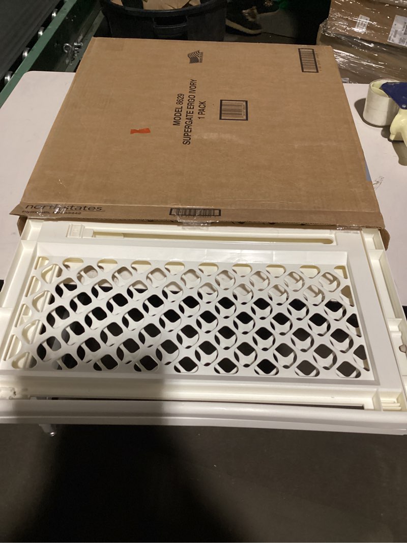 Condition photo showing As Is for Toddleroo by North States - Supergate Ergo Baby Gate: Plastic Baby Gate for Stairs & Doorways - Adjustable Indoor Safety Gate - Made in USA - 26 to 42 Inches Wide - 26 Inches Tall - Ivory