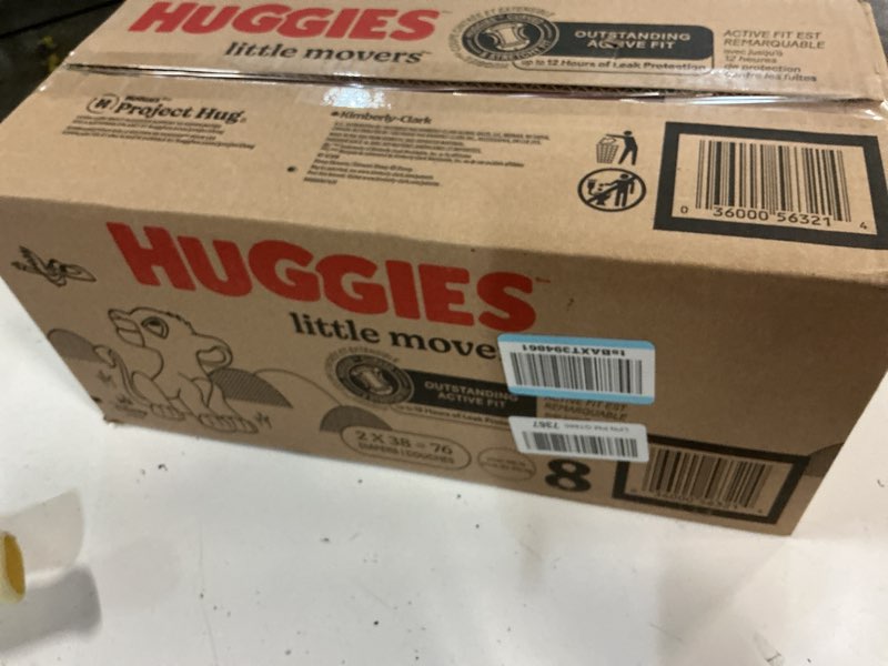 Condition photo showing New/Like New for huggies little movers diapers - size 8 - 76ct