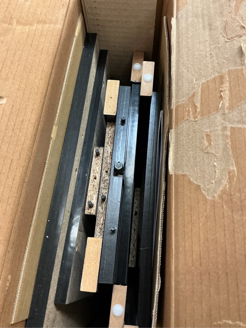 Condition photo showing As Is for mainstays quick assembly desk, black finish