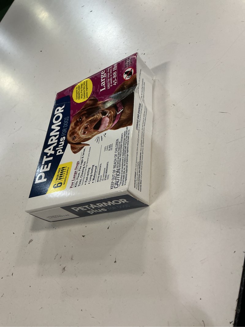 Condition photo showing As Is for bbd: unknown - petarmor plus for dogs, flea and tick prevention for large dogs (45-88 pounds), includes 6 month supply of topical flea treatments