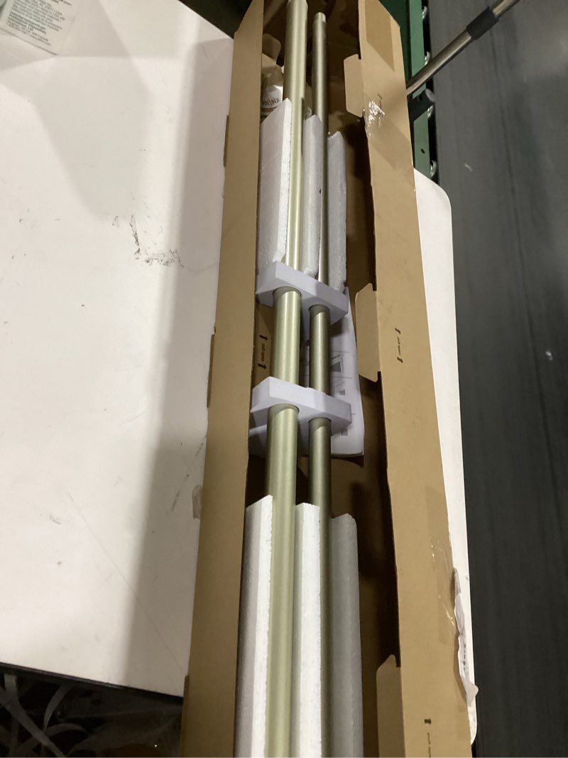 Condition photo showing Good Condition for kamanina double curtain rods for windows 36 to 72 inches (3-6 feet), champagne gold heavy duty 1 inch double curtain rod, telescoping drapery rod with netted texture finials champagne gold 36-72"