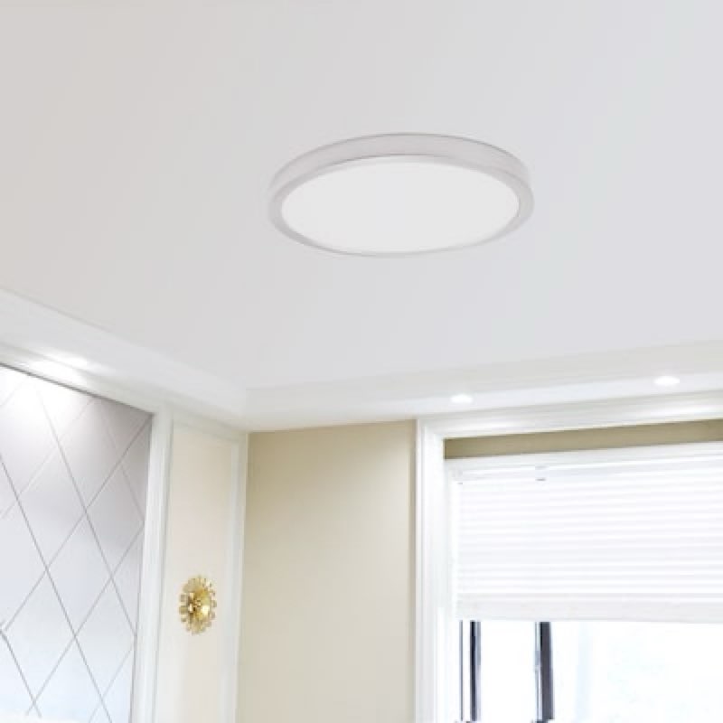 project source adjustable color temperature 13-in nickel indoor 1 -light led flush mount light with