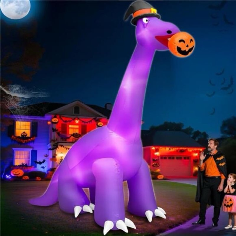 14 Ft Ht x 16 Ft L Giant Halloween Dinosaur Inflatable Blow Up Yard Decorations Large Dinosaur Bite 