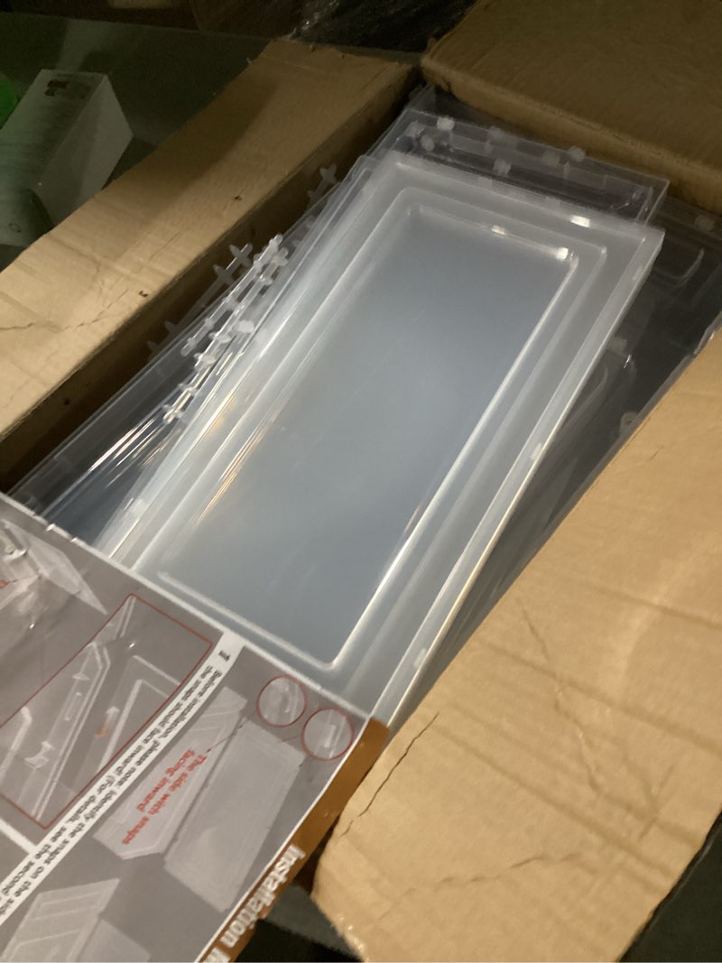 Condition photo showing As Is for Thickened Clear Shoe Storage Organizer with Magnetic Door, Sturdy Stackable Shoe Boxes for Closet, Collapsible Space-Saving Shoe Rack for Sneakers & Boots, Plastic Shoe Cabinet Box Set, 6 Pack, White White 6 pcs