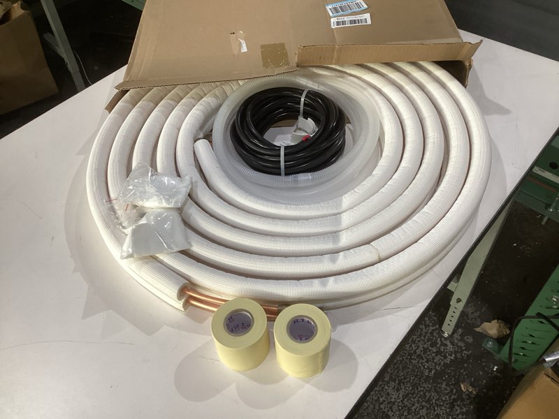 Condition photo showing Good Condition for 25ft mini split line set,coil line set hvac refrigerant with nuts(1/4+3/8).includes - 3/8" & 1/4" od copper tubing, 3/8" thick insulation, flared nuts - for diy mini split ac/heat pump installation