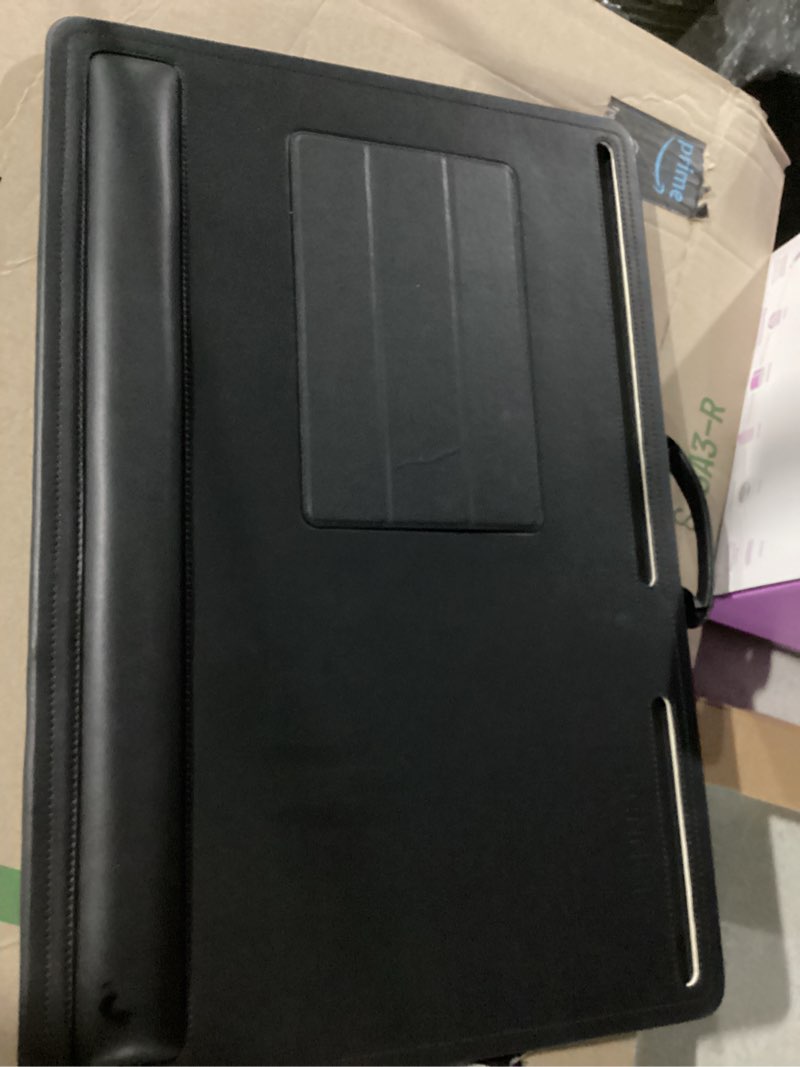 Condition photo showing New/Like New for CENNBIE Leather Lap Desk with Memory Foam Cushion 24x16 Inches- Adjustable Portable Laptop Tray Fits 17 19 Inch Notebook - Built-in Wrist Rest Lightweight Computer Desk (Black)
