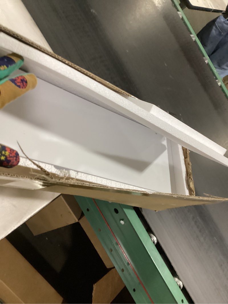 Condition photo showing Good Condition for BAMEOS RGB LED Floating Shelves for Wall, 35" Wall Mounted Wooden Shelves with Invisible Brackets, Set of 2, Hanging Wall Shelves for Bedroom, Living Room, Kitchen, Study (White) 35 x 7 White-rgb