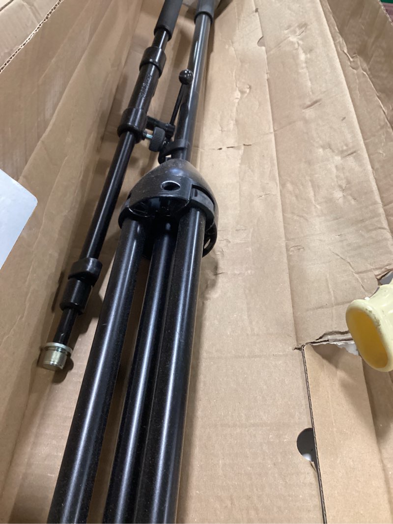 Condition photo showing As Is for K&M König & Meyer 21090.500.55 Tripod Microphone Stand - Adjustable Telescoping 2-Piece Boom Arm - Professional Grade - Heavy Duty with Folding Leg Base - German Made Black Black 21090