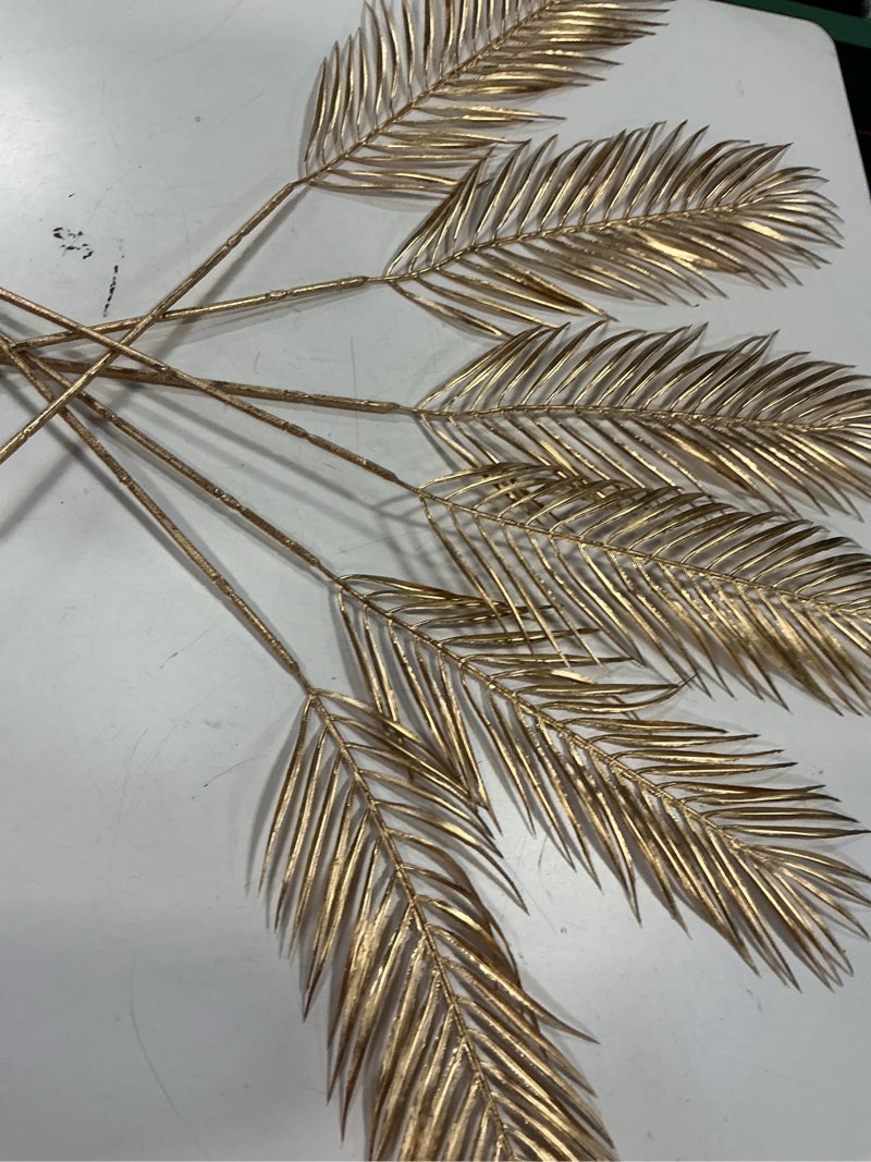 Condition photo showing As Is for Efavormart Pack of 2 | 32" Metallic Gold Artificial Palm Leaf Spray, Tropical Leaves Vase Filler Floral Decoration Type3