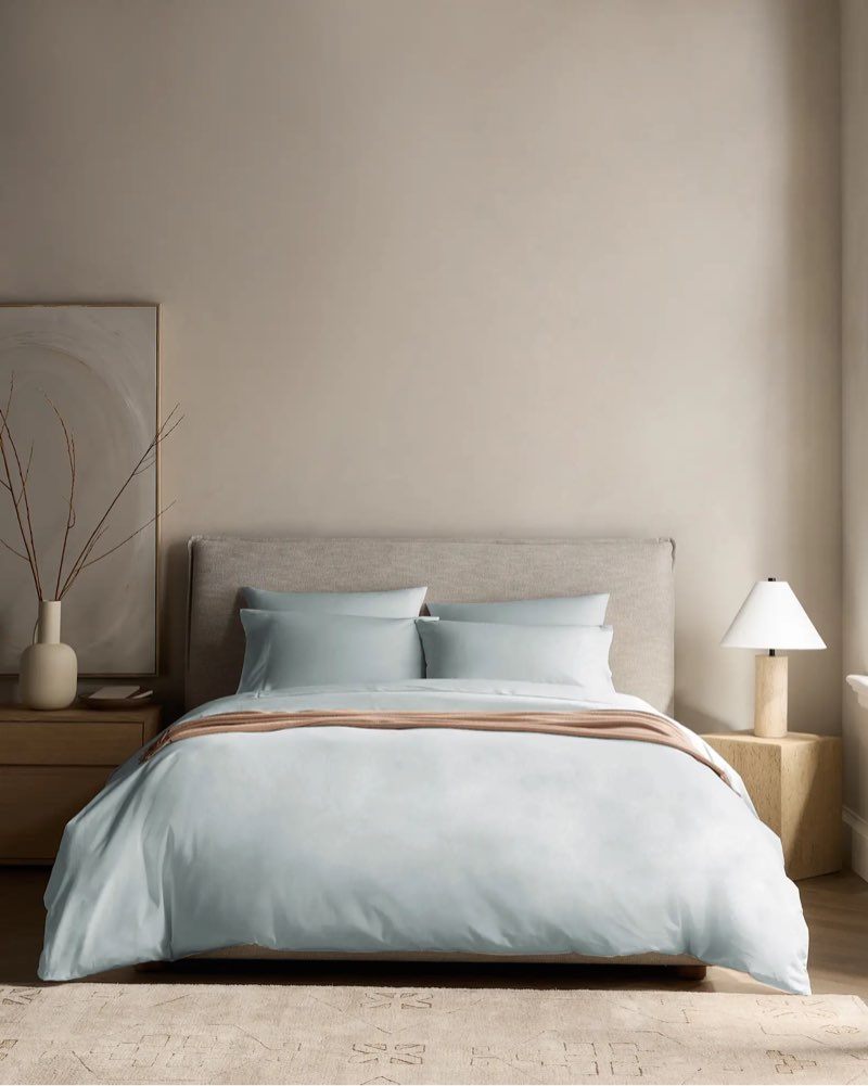 organic crisp percale duvet cover set color mist . king 
