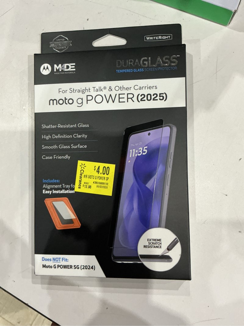 Condition photo showing New/Like New for duraglass tempered glass screen protector with quick installation tray for motorola moto g power (2025)
