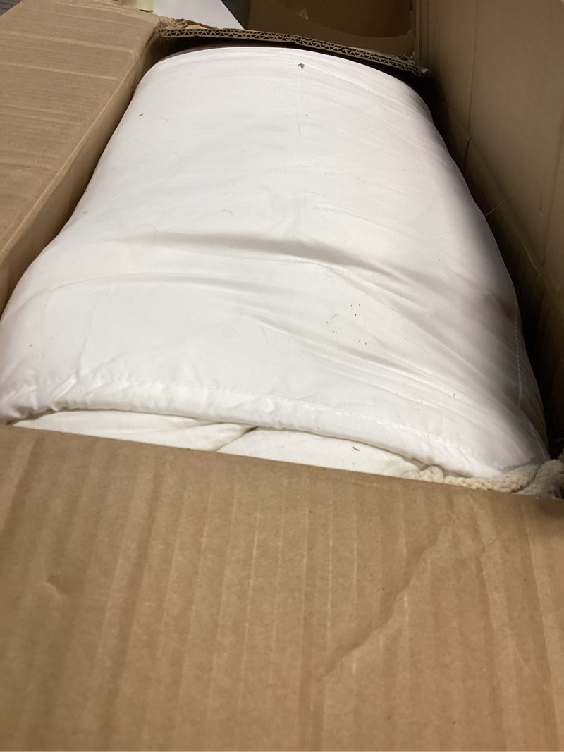 Condition photo showing As Is for APSMILE Fluffy Heavyweight Down Feather Fibers Comforter Super King Size, Thick Duvet for Winter Climates/Cold Sleepers -Ultra Soft 100% Organic Cotton Cover, Luxury Duvet Insert (White, 120x120) Super King Ivory White / Winter-weight